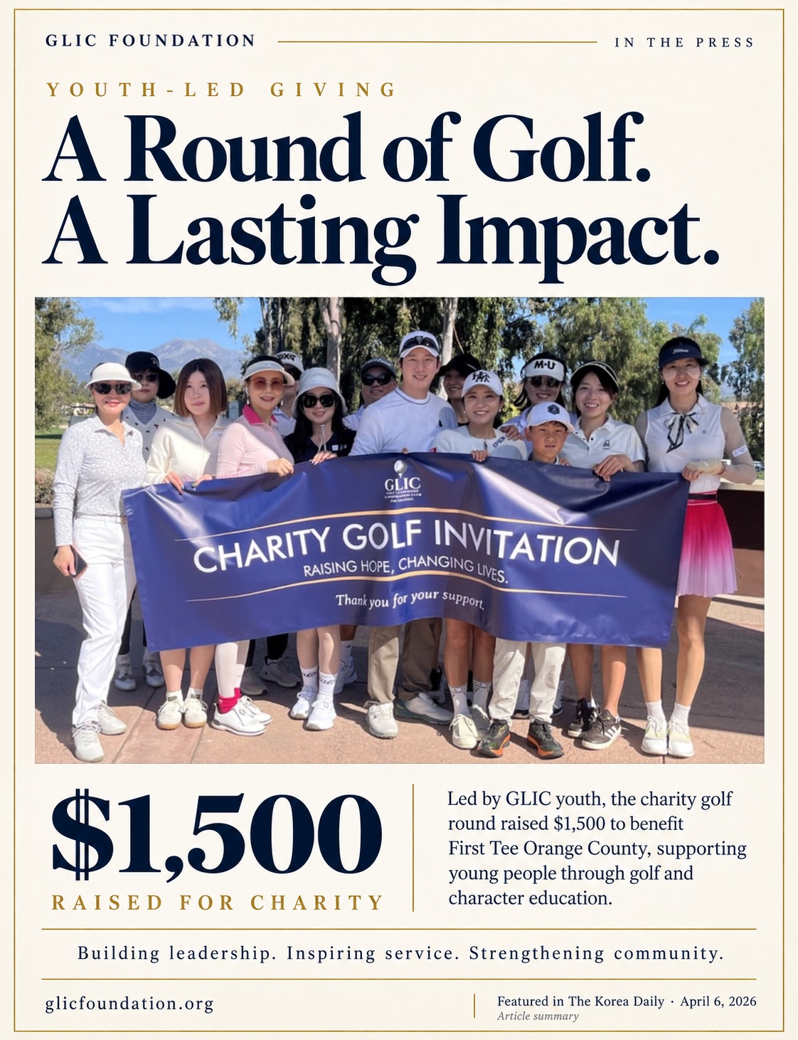 Korea Daily — GLIC Charity Golf Round
