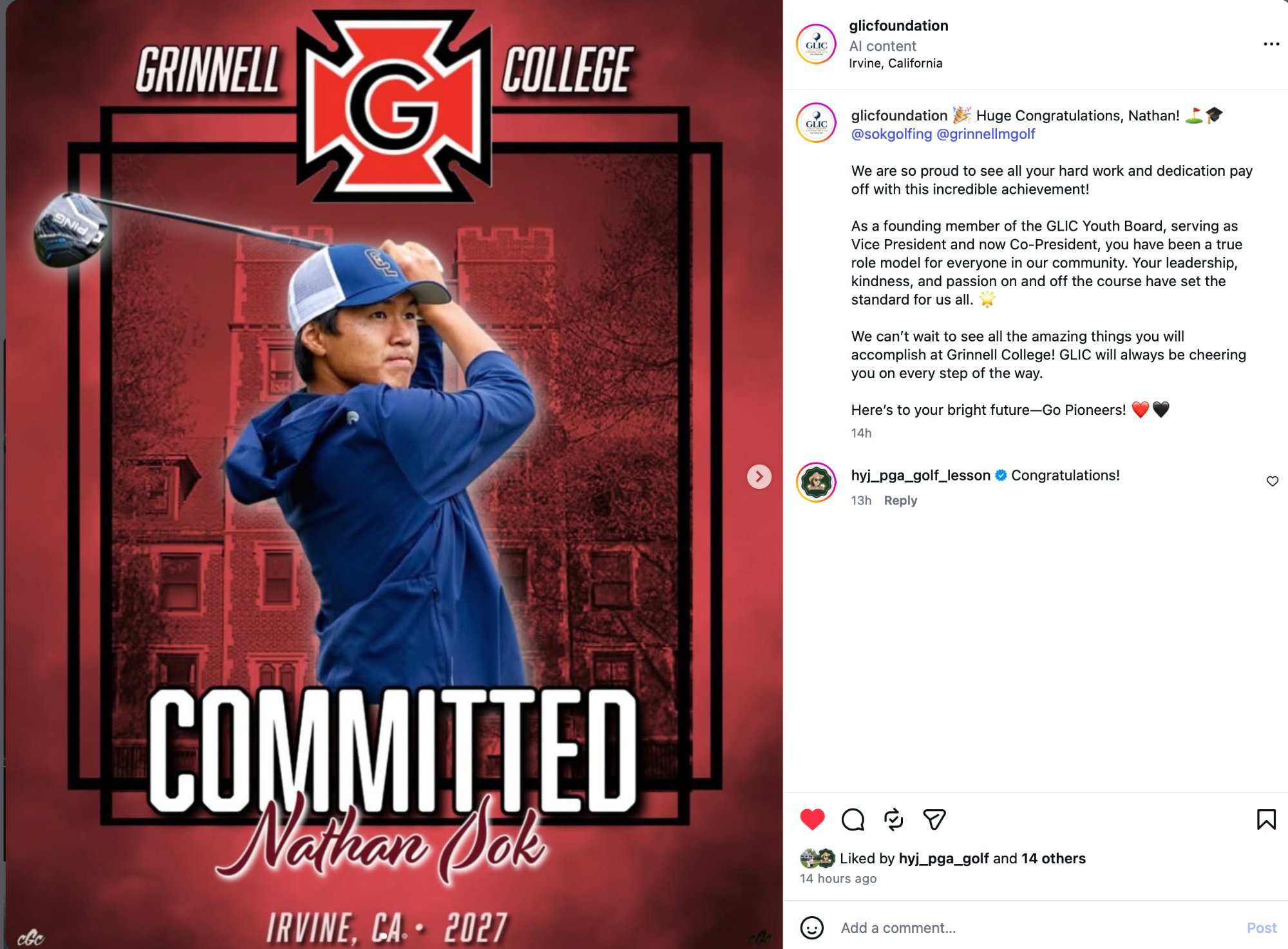 Nathan Sok — Committed to Grinnell College Men's Golf